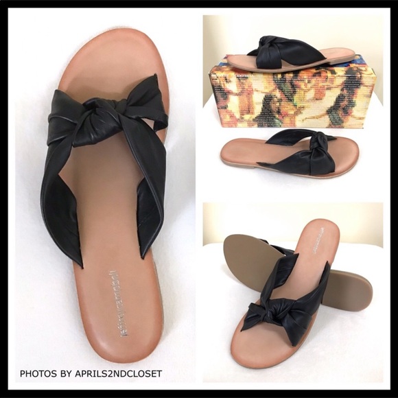 JEFFREY CAMPBELL BLACK LEATHER SLIDES SANDALS A2C - Picture 3 of 8